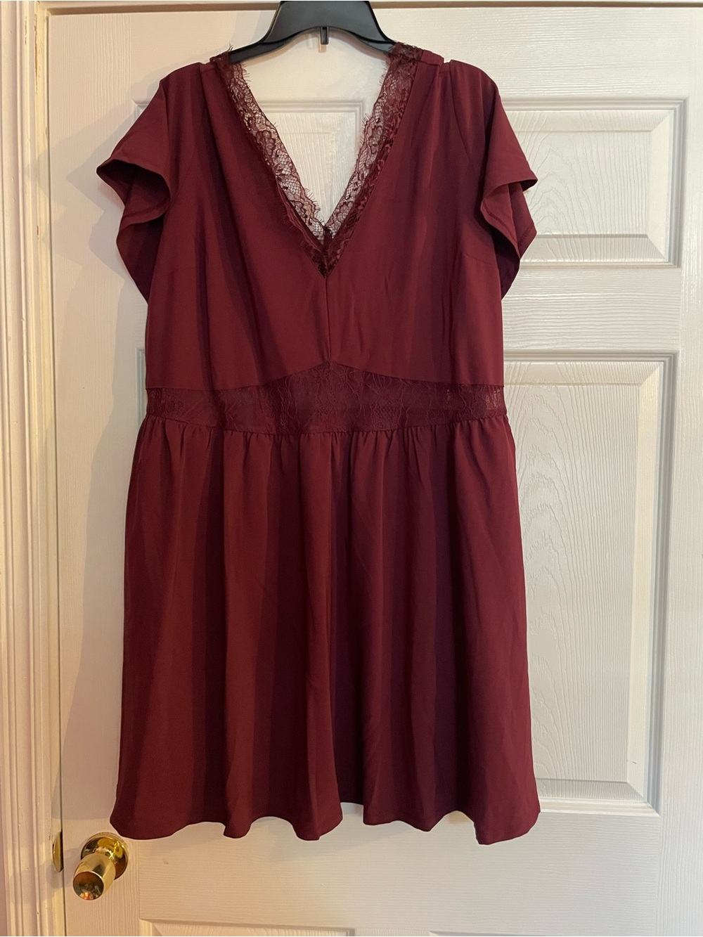 torrid Burgundy Lace-Trim V-Neck Midi Dress
